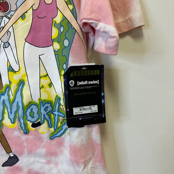 Rick And Morty De Kryptic Pink And White Tie Dye Shirt Size Large NWT - Picture 3 of 5